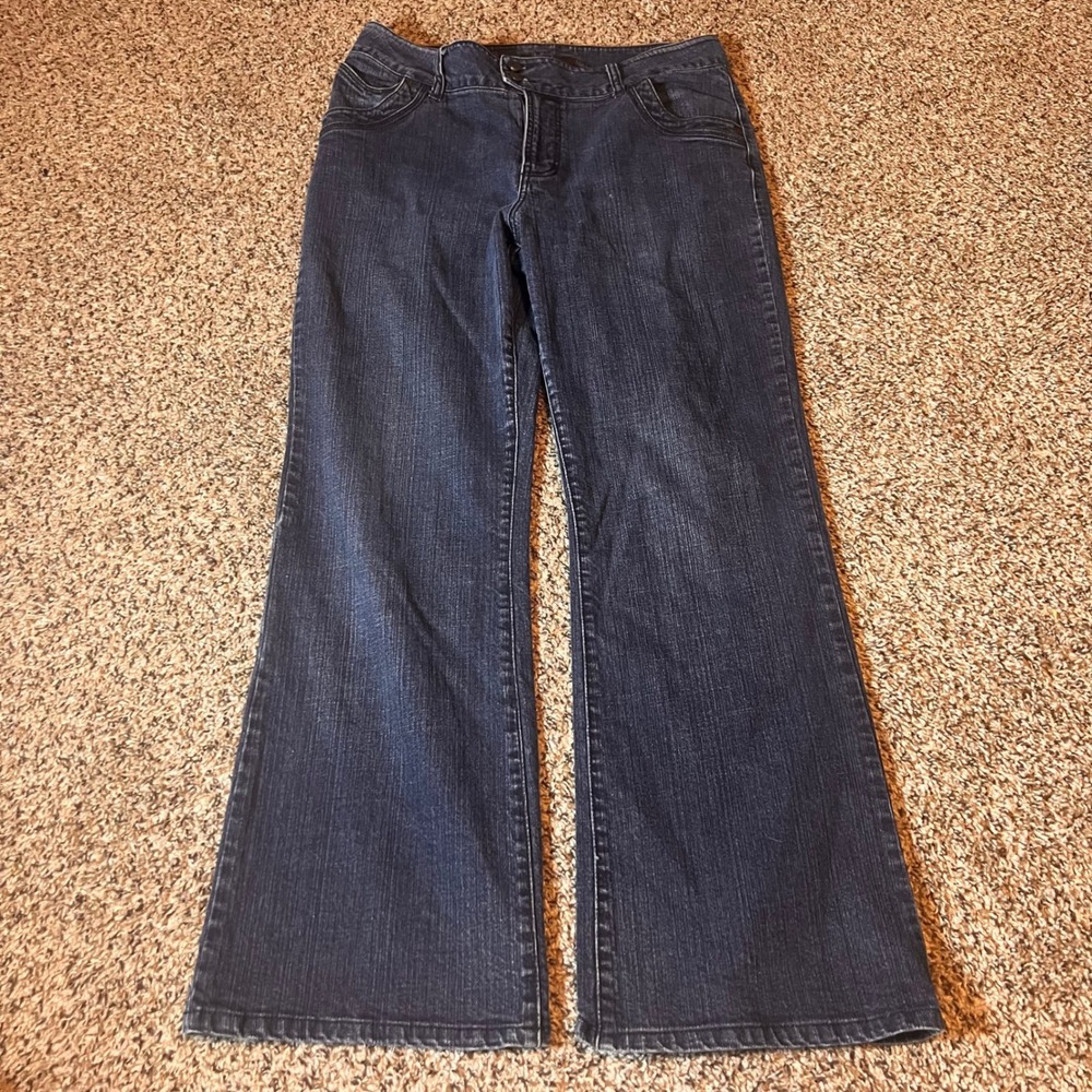 Zena Flare Leg Jeans Women's Dark Wash Denim Trousers Casual Pants